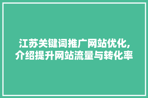 江苏关键词推广网站优化,介绍提升网站流量与转化率的方法 搜狗SEO