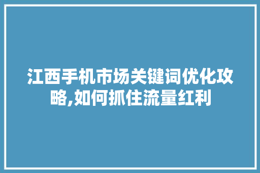 江西手机市场关键词优化攻略,如何抓住流量红利