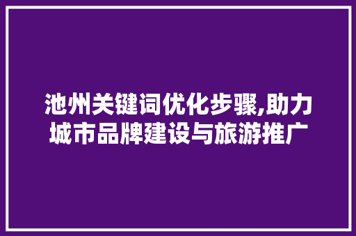 池州关键词优化步骤,助力城市品牌建设与旅游推广
