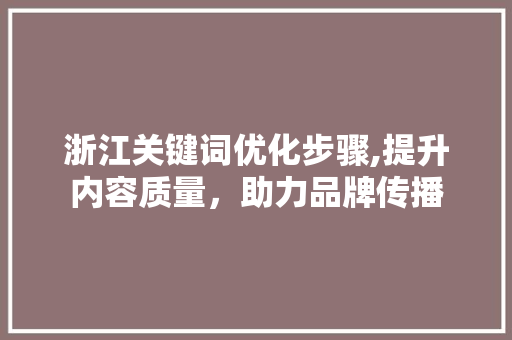 浙江关键词优化步骤,提升内容质量，助力品牌传播