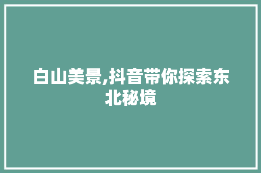 白山美景,抖音带你探索东北秘境