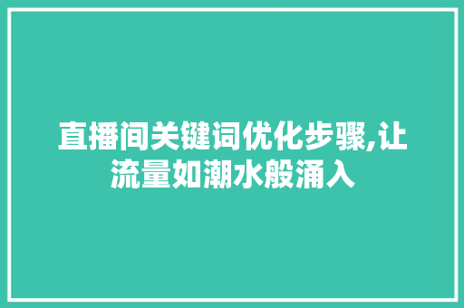 直播间关键词优化步骤,让流量如潮水般涌入 神马SEO