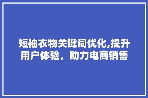 短袖衣物关键词优化,提升用户体验，助力电商销售 GoogleSEO