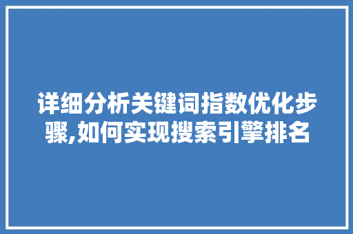 详细分析关键词指数优化步骤,如何实现搜索引擎排名提升 神马SEO