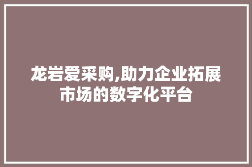 龙岩爱采购,助力企业拓展市场的数字化平台