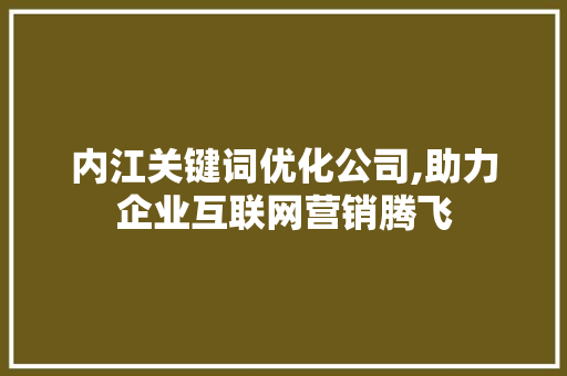 内江关键词优化公司,助力企业互联网营销腾飞 百度SEO
