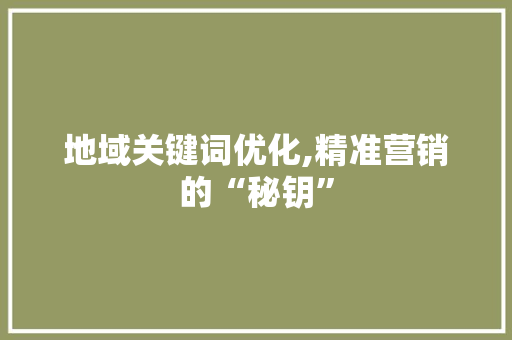 地域关键词优化,精准营销的“秘钥” 必应SEO