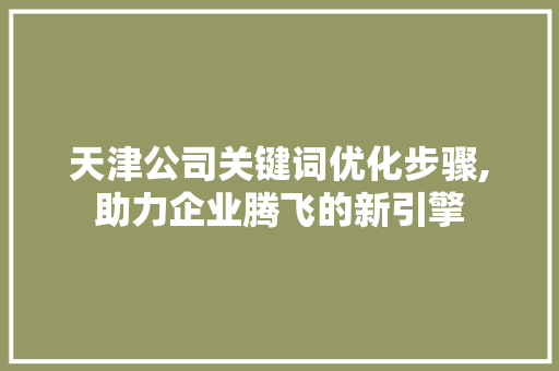 天津公司关键词优化步骤,助力企业腾飞的新引擎 搜狗SEO