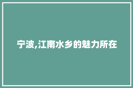 宁波,江南水乡的魅力所在