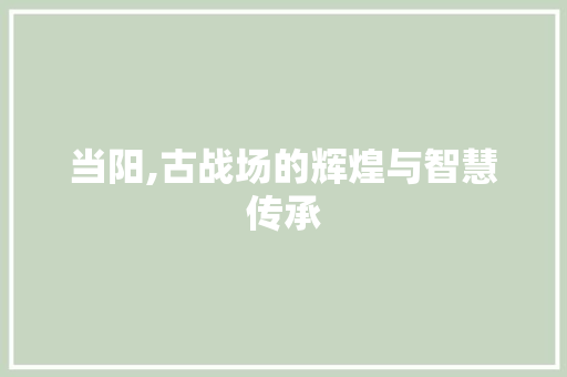当阳,古战场的辉煌与智慧传承 未命名