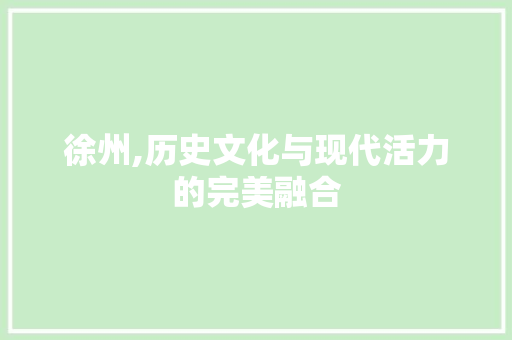徐州,历史文化与现代活力的完美融合 搜狗SEO