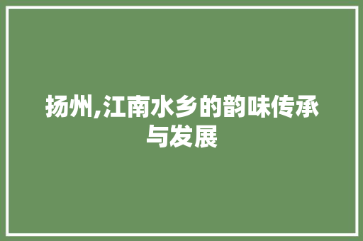 扬州,江南水乡的韵味传承与发展