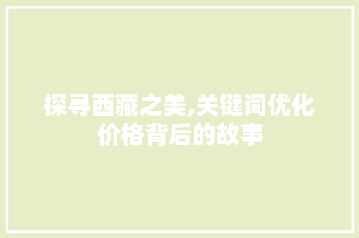 探寻西藏之美,关键词优化价格背后的故事 百度SEO