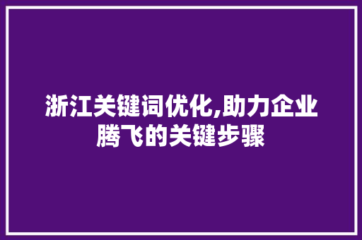 浙江关键词优化,助力企业腾飞的关键步骤 必应SEO