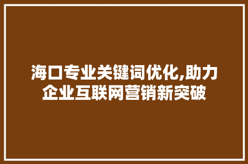 海口专业关键词优化,助力企业互联网营销新突破 GoogleSEO