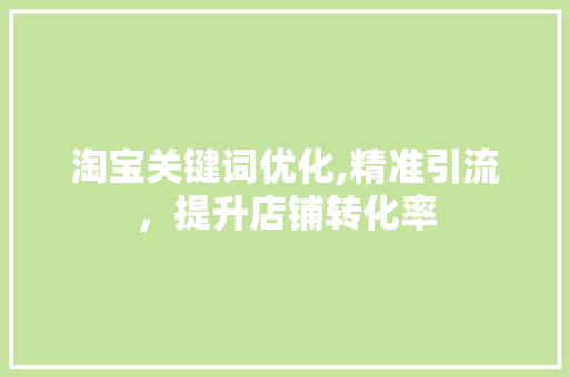 淘宝关键词优化,精准引流，提升店铺转化率 GoogleSEO