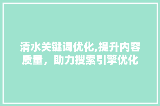 清水关键词优化,提升内容质量，助力搜索引擎优化