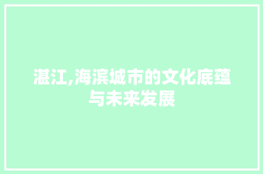 湛江,海滨城市的文化底蕴与未来发展 必应SEO
