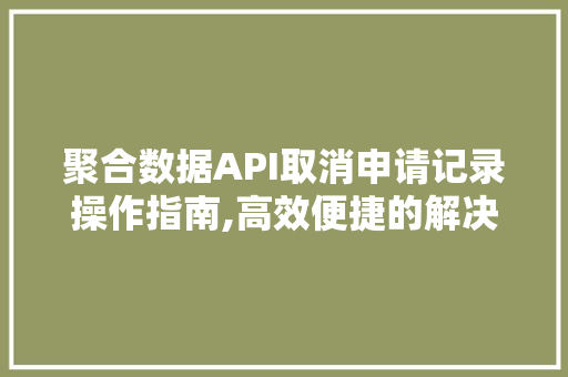 聚合数据API取消申请记录操作指南,高效便捷的解决方法 神马SEO