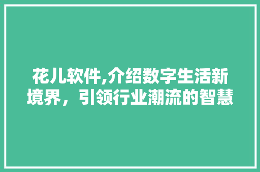 花儿软件,介绍数字生活新境界，引领行业潮流的智慧之选 百度SEO