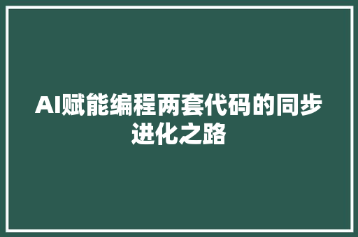 AI赋能编程两套代码的同步进化之路 神马SEO