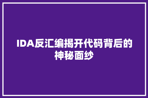 IDA反汇编揭开代码背后的神秘面纱 搜狗SEO
