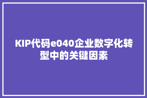KIP代码e040企业数字化转型中的关键因素 神马SEO