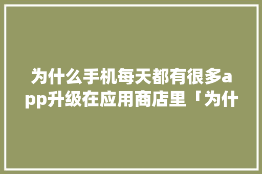 为什么手机每天都有很多app升级在应用商店里「为什么做商城」
