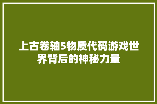 上古卷轴5物质代码游戏世界背后的神秘力量