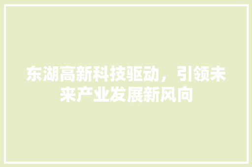 东湖高新科技驱动，引领未来产业发展新风向 神马SEO
