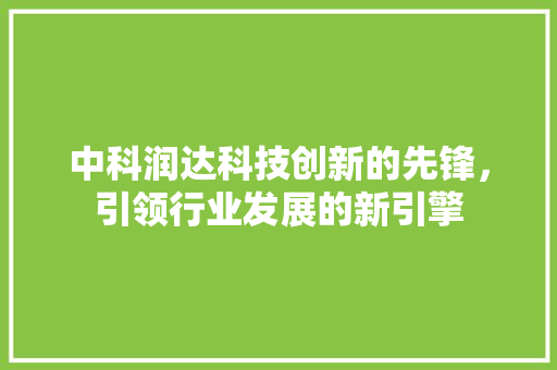 中科润达科技创新的先锋，引领行业发展的新引擎