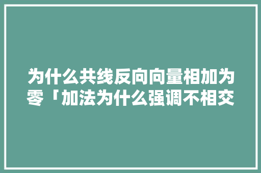 为什么共线反向向量相加为零「加法为什么强调不相交的概念」