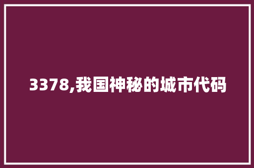 3378,我国神秘的城市代码 GoogleSEO