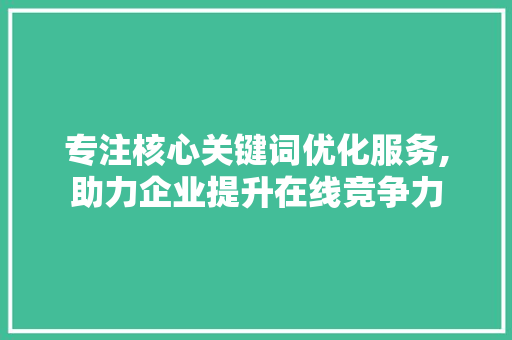 专注核心关键词优化服务,助力企业提升在线竞争力 搜狗SEO