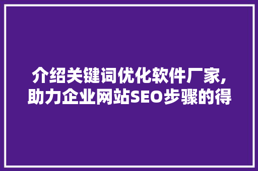 介绍关键词优化软件厂家,助力企业网站SEO步骤的得力助手 必应SEO