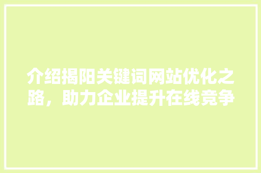 介绍揭阳关键词网站优化之路，助力企业提升在线竞争力 搜狗SEO