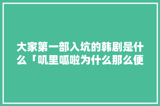 大家第一部入坑的韩剧是什么「叽里呱啦为什么那么便宜」