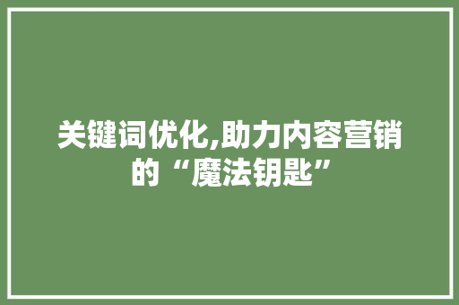 关键词优化,助力内容营销的“魔法钥匙”