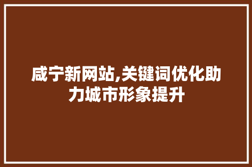 咸宁新网站,关键词优化助力城市形象提升