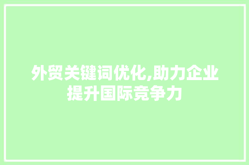 外贸关键词优化,助力企业提升国际竞争力 百度SEO