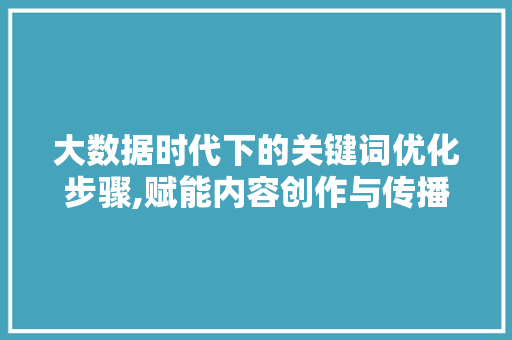 大数据时代下的关键词优化步骤,赋能内容创作与传播 GoogleSEO