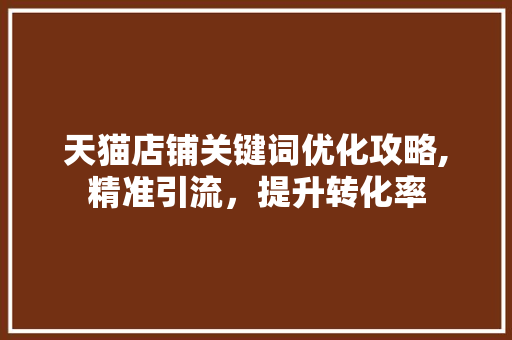 天猫店铺关键词优化攻略,精准引流，提升转化率 神马SEO