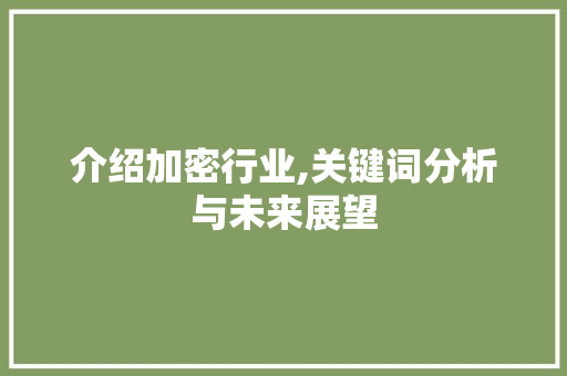 介绍加密行业,关键词分析与未来展望 神马SEO