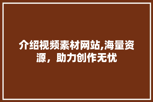 介绍视频素材网站,海量资源，助力创作无忧 百度SEO