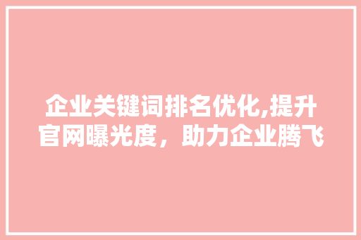 企业关键词排名优化,提升官网曝光度，助力企业腾飞