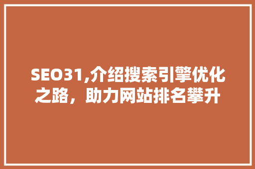 SEO31,介绍搜索引擎优化之路，助力网站排名攀升 搜狗SEO