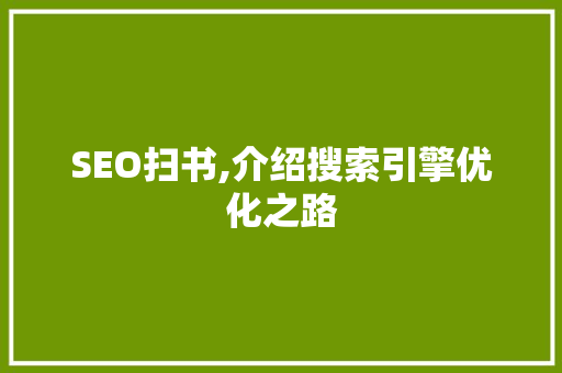 SEO扫书,介绍搜索引擎优化之路 百度SEO
