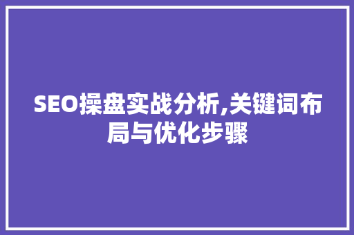 SEO操盘实战分析,关键词布局与优化步骤 GoogleSEO