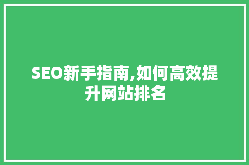 SEO新手指南,如何高效提升网站排名 神马SEO