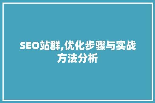 SEO站群,优化步骤与实战方法分析 神马SEO